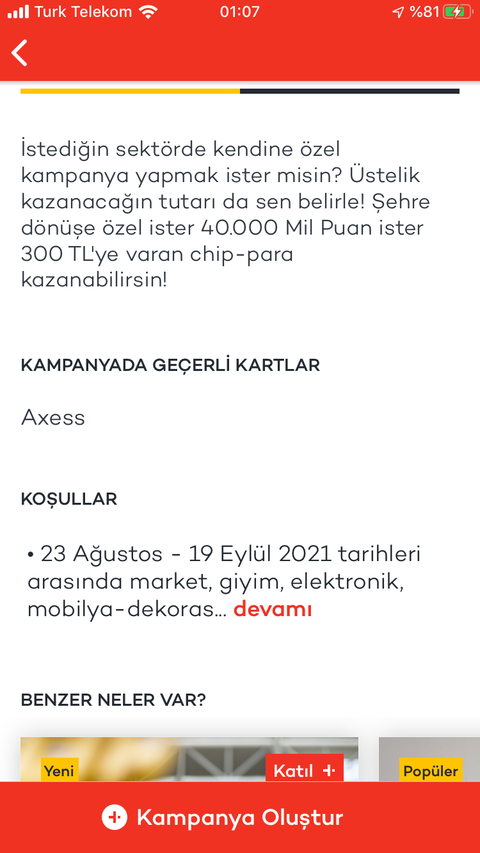 Axess Kendi Kampanyanı Kendin Yarat 300 TL ye Varan Chippara!