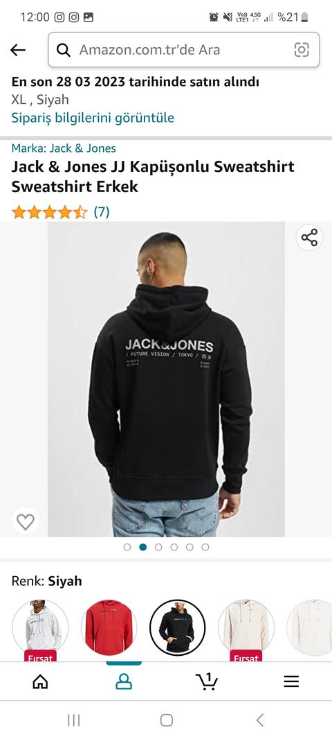jack jones kapsonlu sweatshirt- amazon.com.tr 376 tl