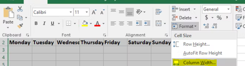 Excel'de Takvim Şablon Yapımı