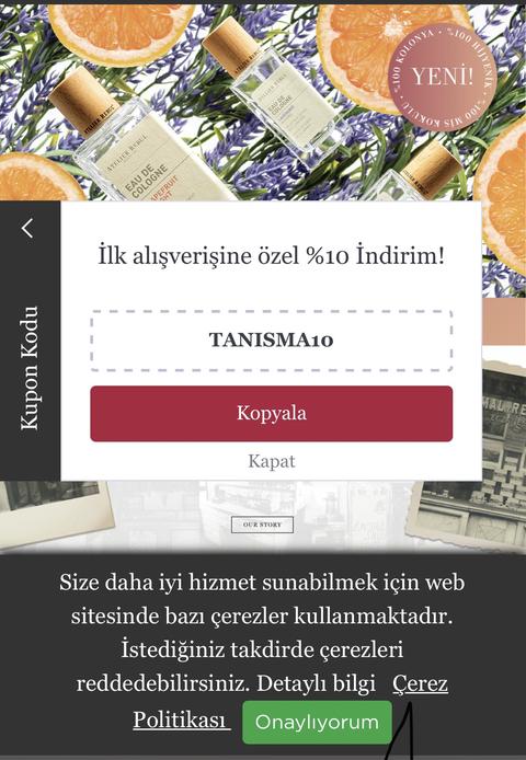 İlk alışverişe %10 indirim veriyor..