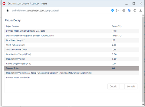 TTMobil Evimde Mobil Wifi 50GB 64₺