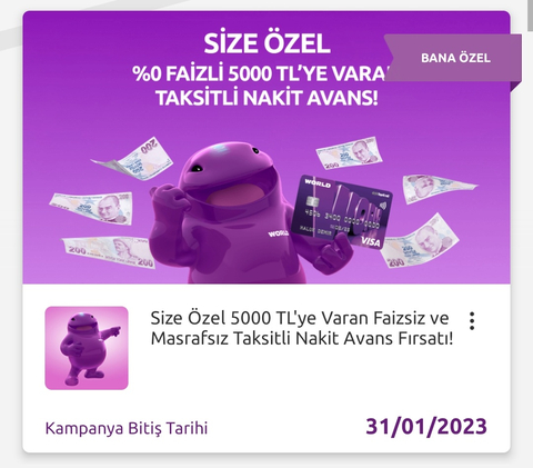 Yapı Kredi 5000TL Nakit Avans 12 Ay 0 Faiz (İPTAL)