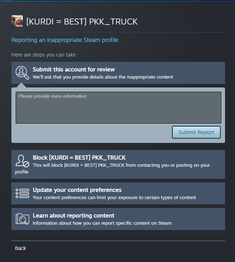 Bu terörist steam profilini şikayet edin.