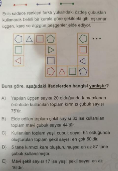 Tyt mat ikili örüntü soruları hk