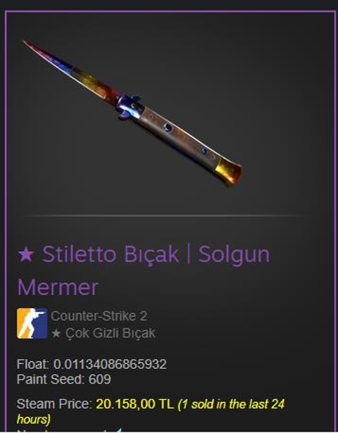 ★ Stiletto Bıçak | Solgun Mermer FN -SATILDI