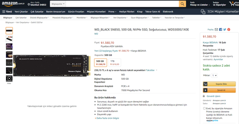 WD_BLACK SN850 1TB NVMe Gen4 SSD 1699TL