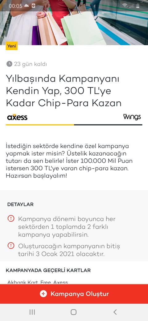 Axess free ve akbankkart kendi kampanyanın kendin yap 300 cippara