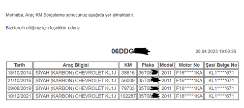 Boyasız kilometresi normal aracın geçmişinde T plaka olması