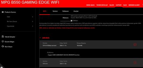 MSI MPG B550 GAMING Edge Wi-Fi BIOS güncellemesi sonrasında sistem uyanmıyor