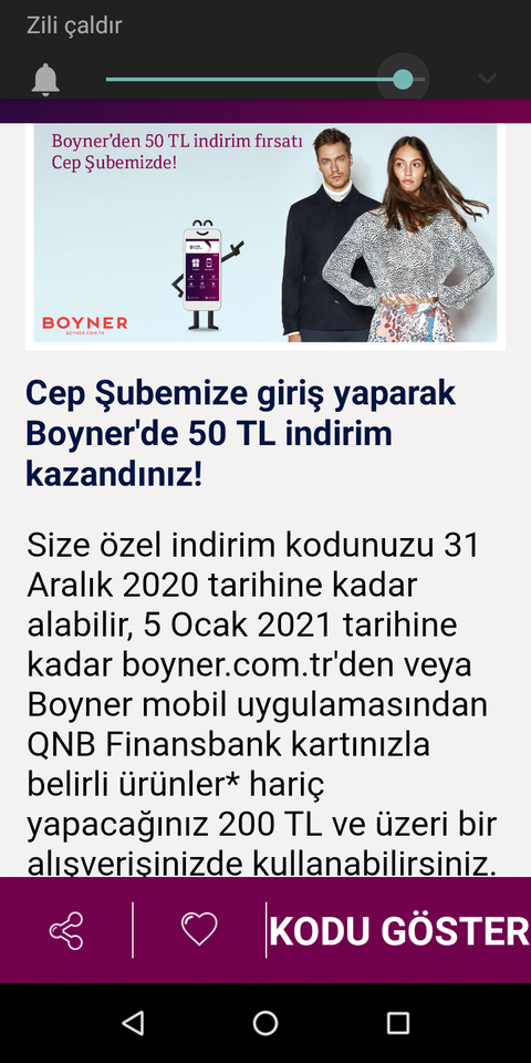 Qnb Finansbank , Boyner 50/200 veriyor