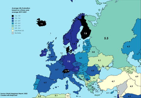 Avrupa mutluluk haritası 2019-2021