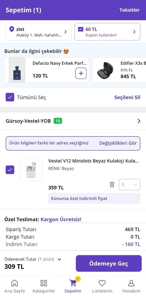 Vestel V12 Minidots Beyaz Kulakiçi Kulaklık 459TL