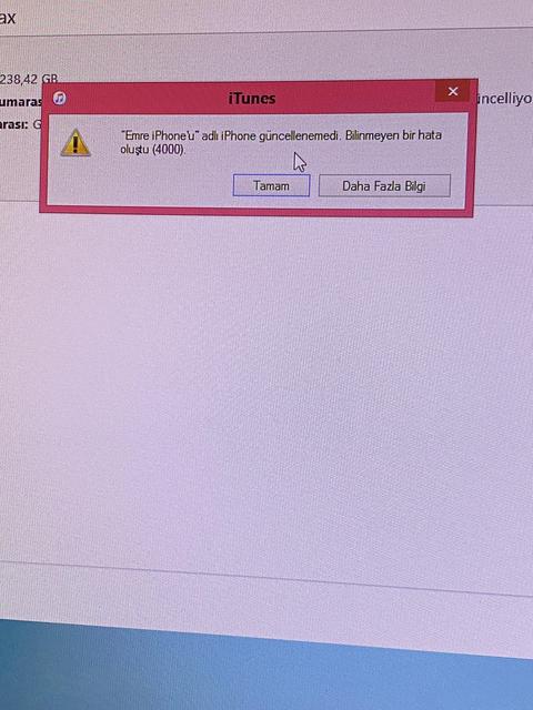 (ÇÖZÜLDÜ ÇÖZÜM İÇERİDE) iTunes Güncellemesi Sırasında HATA KODU:4000 Çözümünü bilen var mı ?
