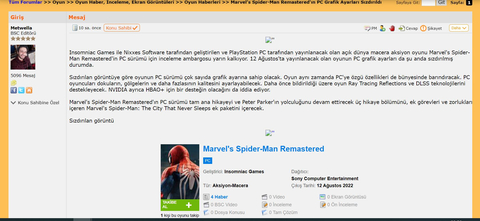 Marvel’s Spider-Man Remastered'ın PC Grafik Ayarları Sızdırıldı