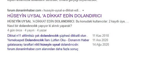 Hüseyin UYSAL Sitede Dolandırıcı Var Dikkat Edelim.