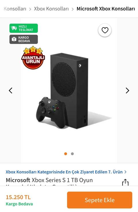 Microsoft Xbox Series S 1 TB SSD Siyah Oyun Konsolu (İth. Garn) 15.250 TL