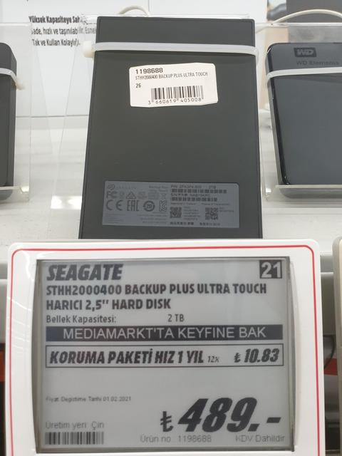 Seagate Backup Plus Ultra Touch Harici Hdd 2 TB 489 TL