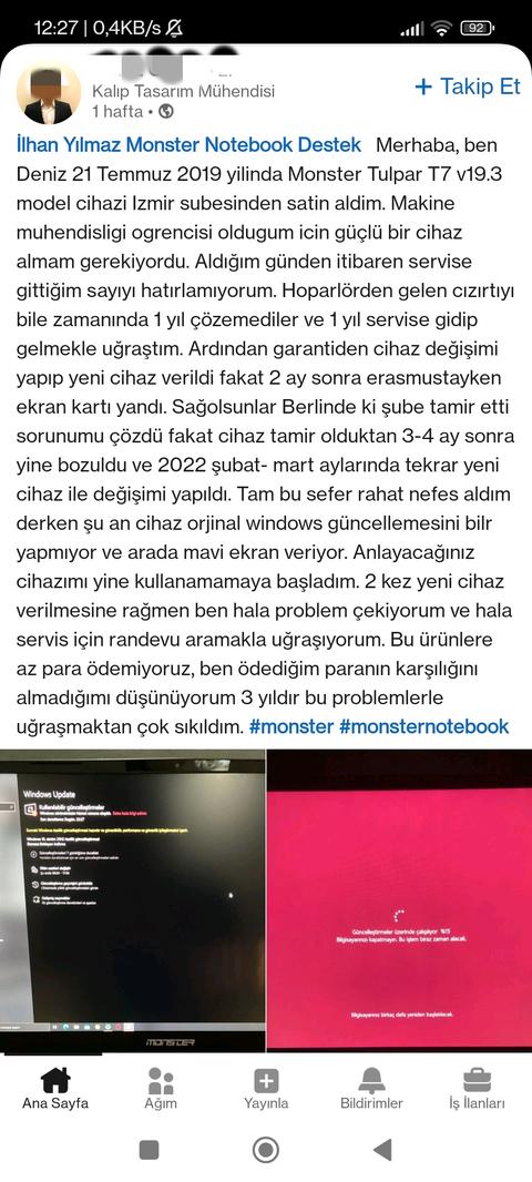 Almayın, aldırmayın, 4 aylık Monster Abra A5 onarım ücreti mağduriyeti