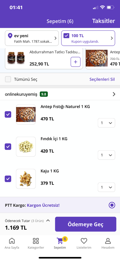 Lüks kuruyemiş paketi 1450 tl kargo ücretsiz