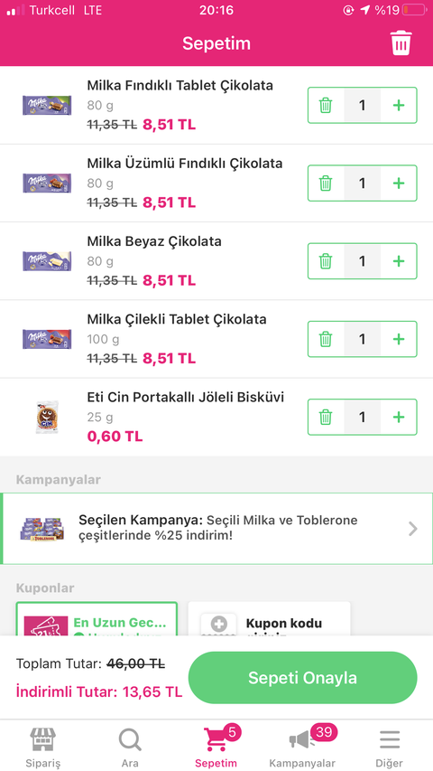Banabi 21₺ kupon yüklemiş!
