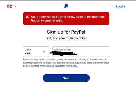 paypal sms doğrulaması