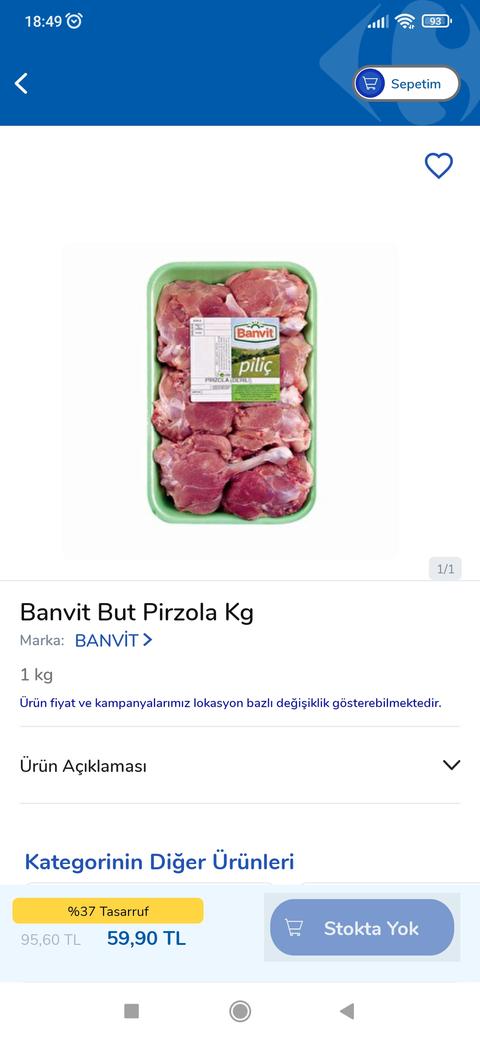 Carrefour Tavuk Pirzola kilo 59.90