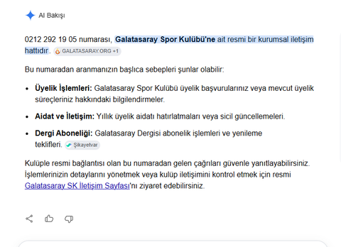 DİKKAT! Galatasaray Adına Arayan Dolandırıcılara Karşı Önemli Uyarı! (02122921905)