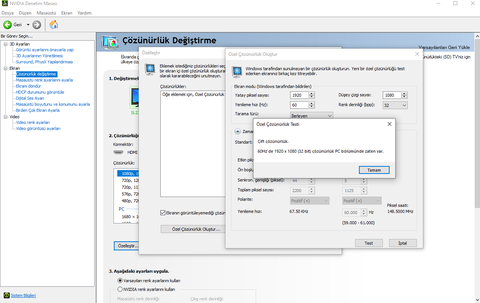 RTX 3060 NVIDIA Denetim Masası 1920x1080 seçeneği görünmüyor