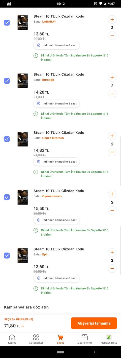 Steam 10 tl Kod 6.80 tl (Hepsiburada) | Limitli