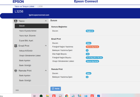 Epson 3250 den wi fi ile çıktı alma.