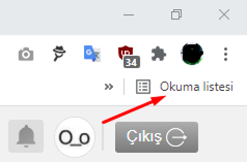 Chrome tarayıcıda yer işaretleri çubuğunda "Okuma Listesi" nasıl kapanır ?