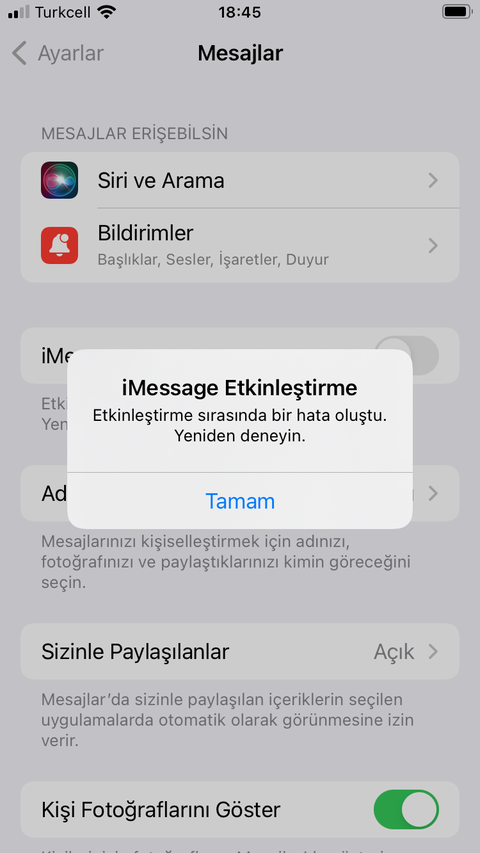 iMessage - FaceTime Etkinleştirme Bekleniyor Hatası