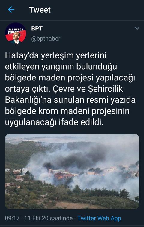 Hatay'da yangın çıkan yerde maden ocağı?