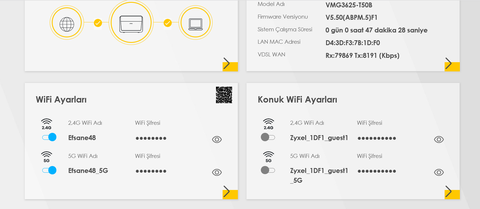 Modem 5G wifi seçeneği ile internete bağlanmıyor.