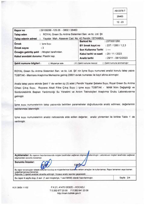 Roycera Alkali Filtre Orp,tds, ph ölçüm , inceleme test  konusu