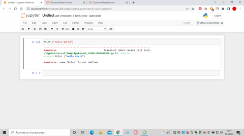 Python Jupyter Derleyici Hata Alıyorum