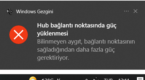 Hub bağlantı noktasında güç yüklenmesi sorunu