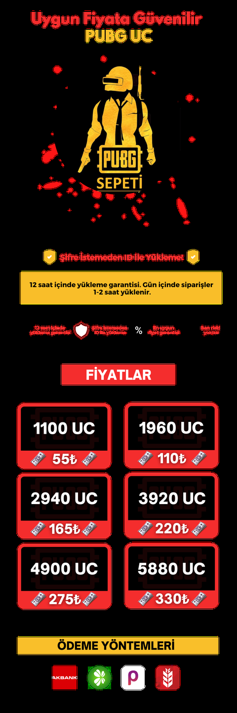 Pubg Mobile Uc Satışı 1100 Uc 55TL Bayilikler Verilecektir