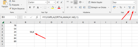 Excel’de Bir Sayıyı Yuvarlama