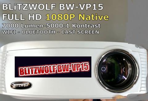 BlitzWolf®BW-VP15 1080P Projektör WIFI Cast Ekran 3D Yerel 1080P 7000 Lümen