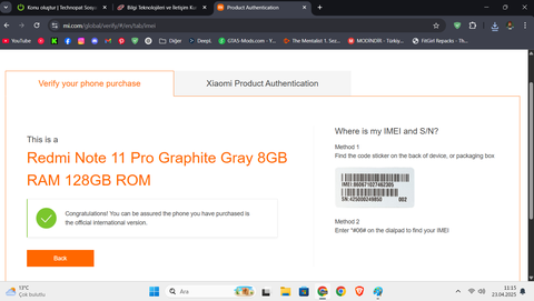 Telefon orjinal kayıtlı ama global??