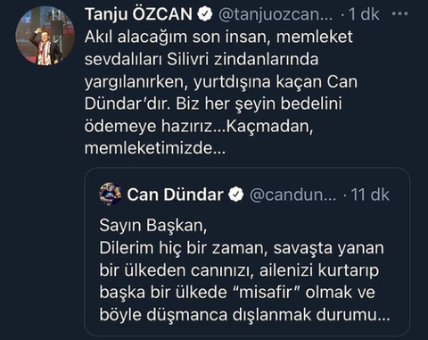 Can Dündar'ın Bolu belediye başkanına hümanist tweeti.