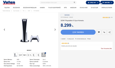 PS5 Türkiye Fiyatı 8299 TL