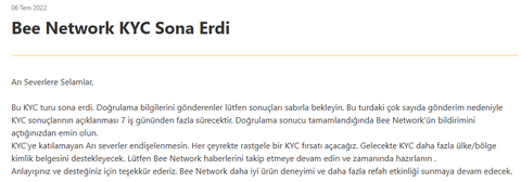 Bee Network Son Durum (20.03.2025)