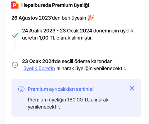 Hepsiburada Premium ( aylık 29,90, yıllık 270tl oldu)