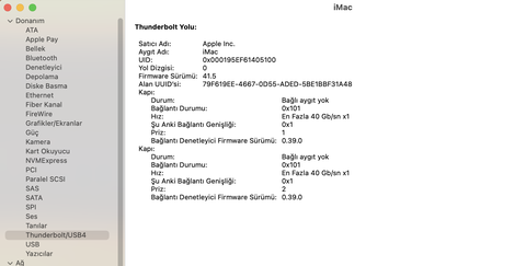 Thunderbolt portları aktif hale getirme