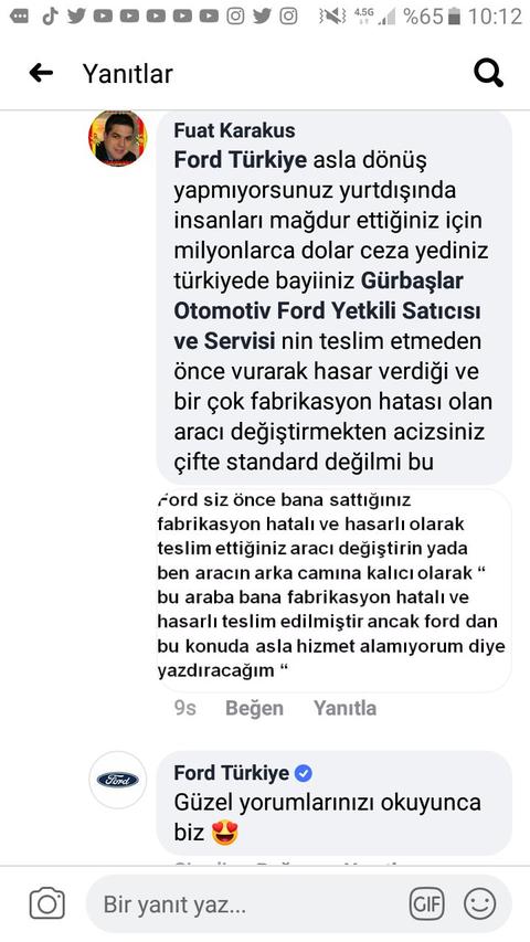 Ford türkiye ve ford gürbaşlar tarafından mağdur edildim