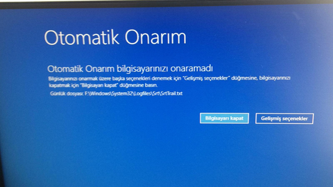 Otomatik onarım "SrtTrail.txt" hatası