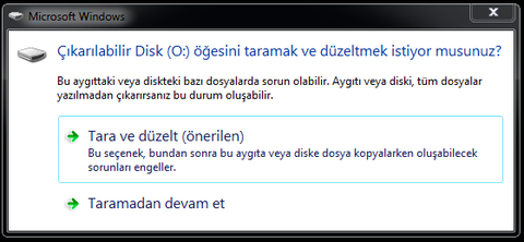 Harddisk de Tara ve Düzelt Sorunu