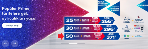 Türk Telekom dan Prime Düşün Tarifeler! (70 GB + Sınırsız Sosyal Medya 790₺)